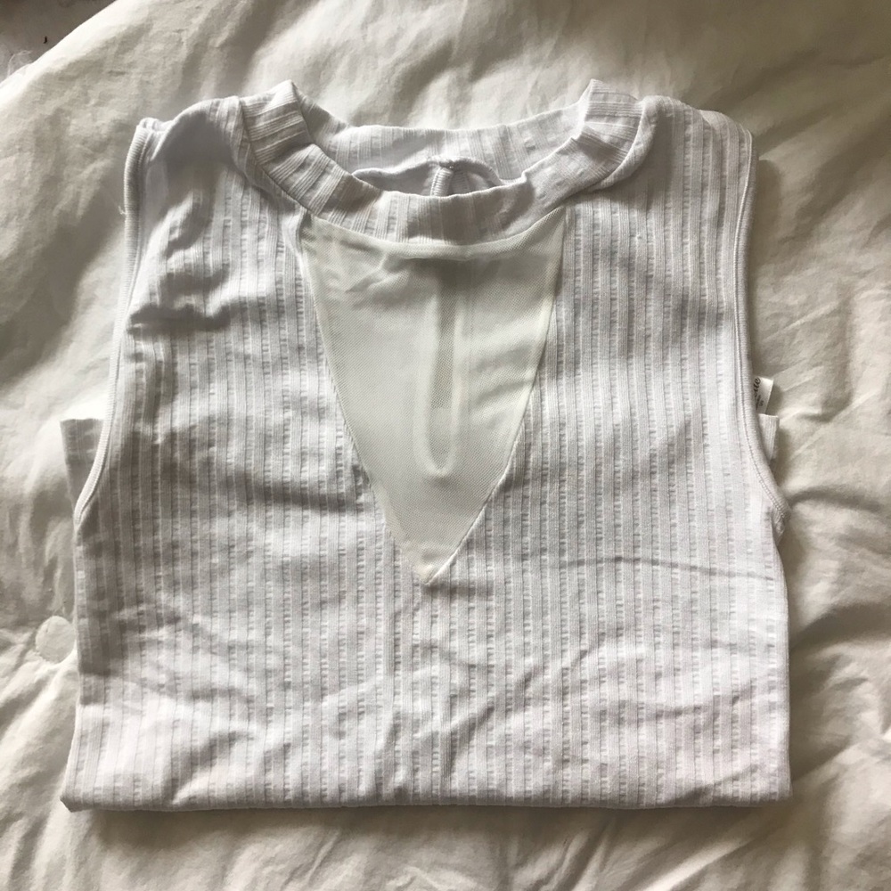 BRAND NEW never worn white top with mesh V neck